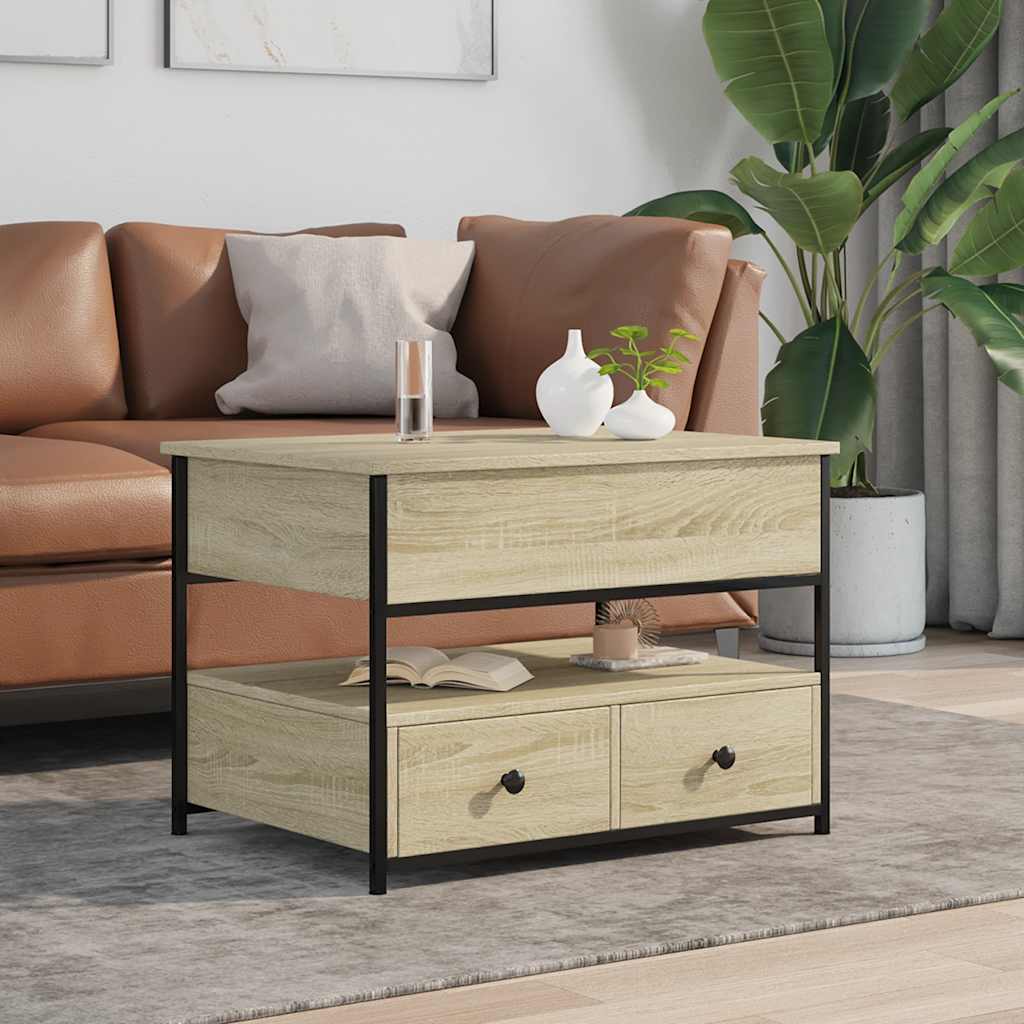 Table basse chêne sonoma 70x50x50 cm bois d'ingénierie et métal - XIOS