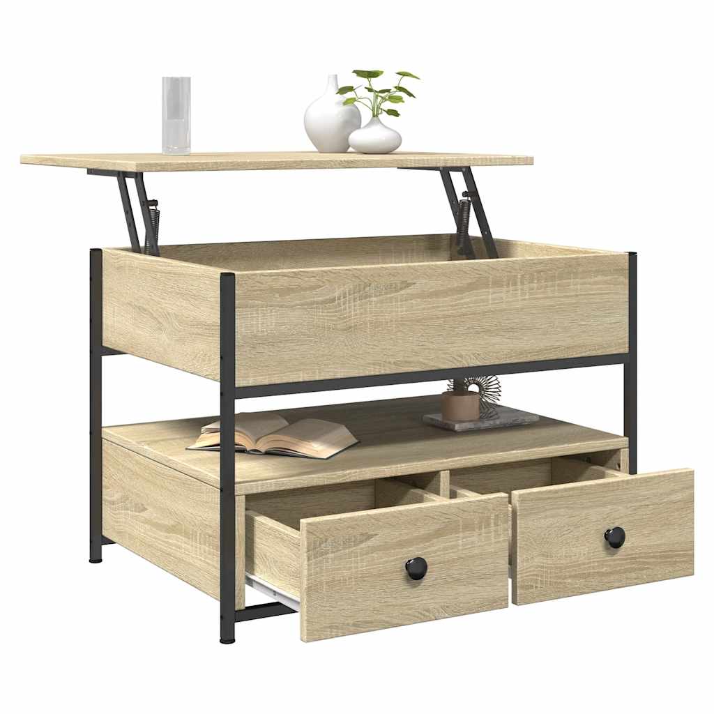 Table basse chêne sonoma 70x50x50 cm bois d'ingénierie et métal - XIOS