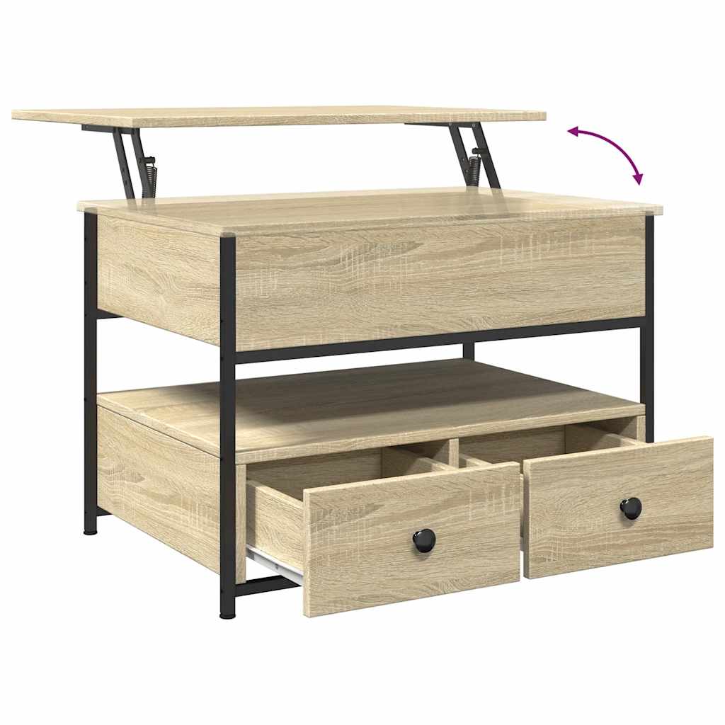 Table basse chêne sonoma 70x50x50 cm bois d'ingénierie et métal - XIOS