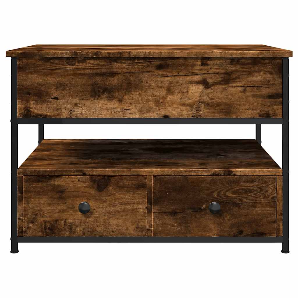 Table basse chêne fumé 70x50x50 cm bois d'ingénierie et métal - XIOS
