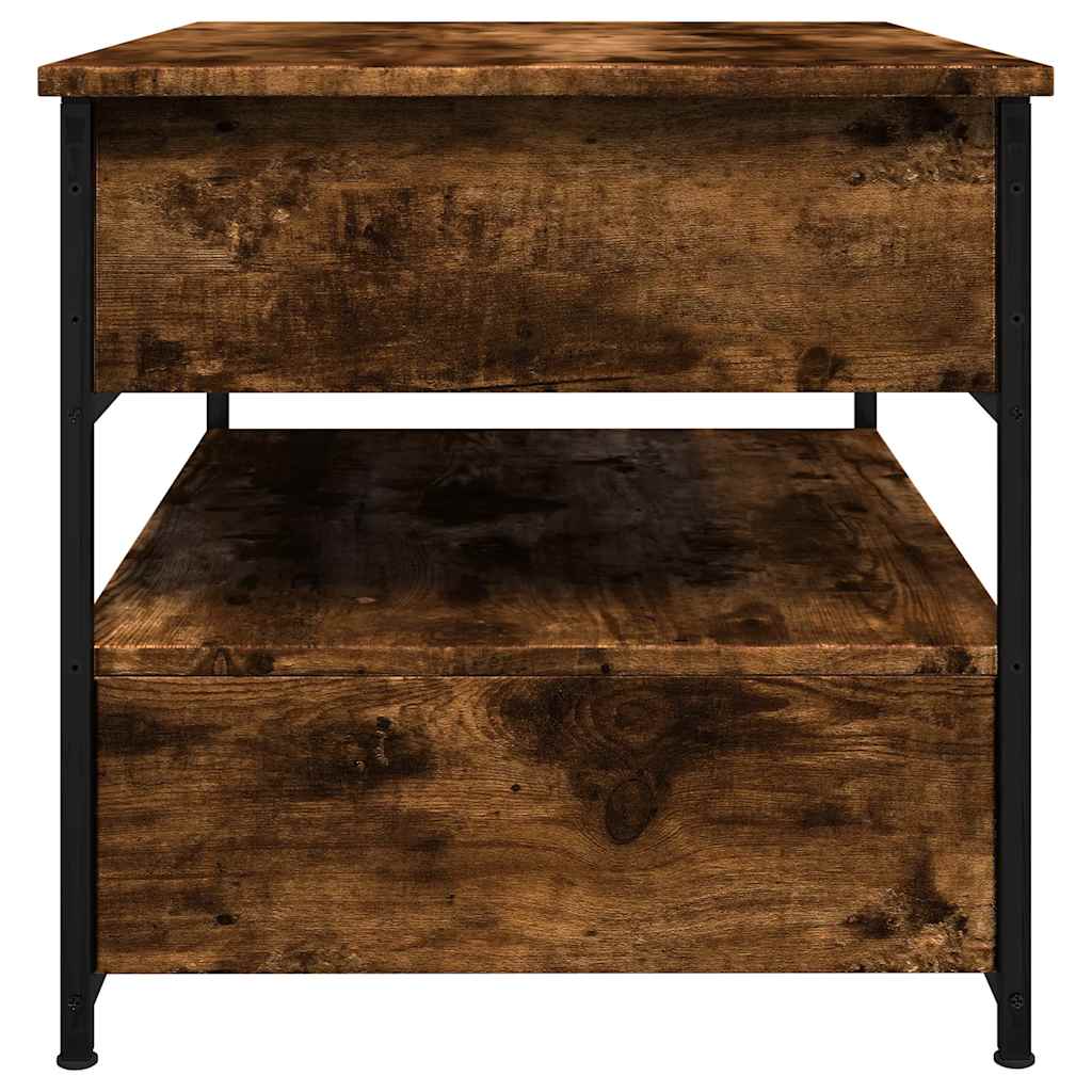 Table basse chêne fumé 70x50x50 cm bois d'ingénierie et métal - XIOS