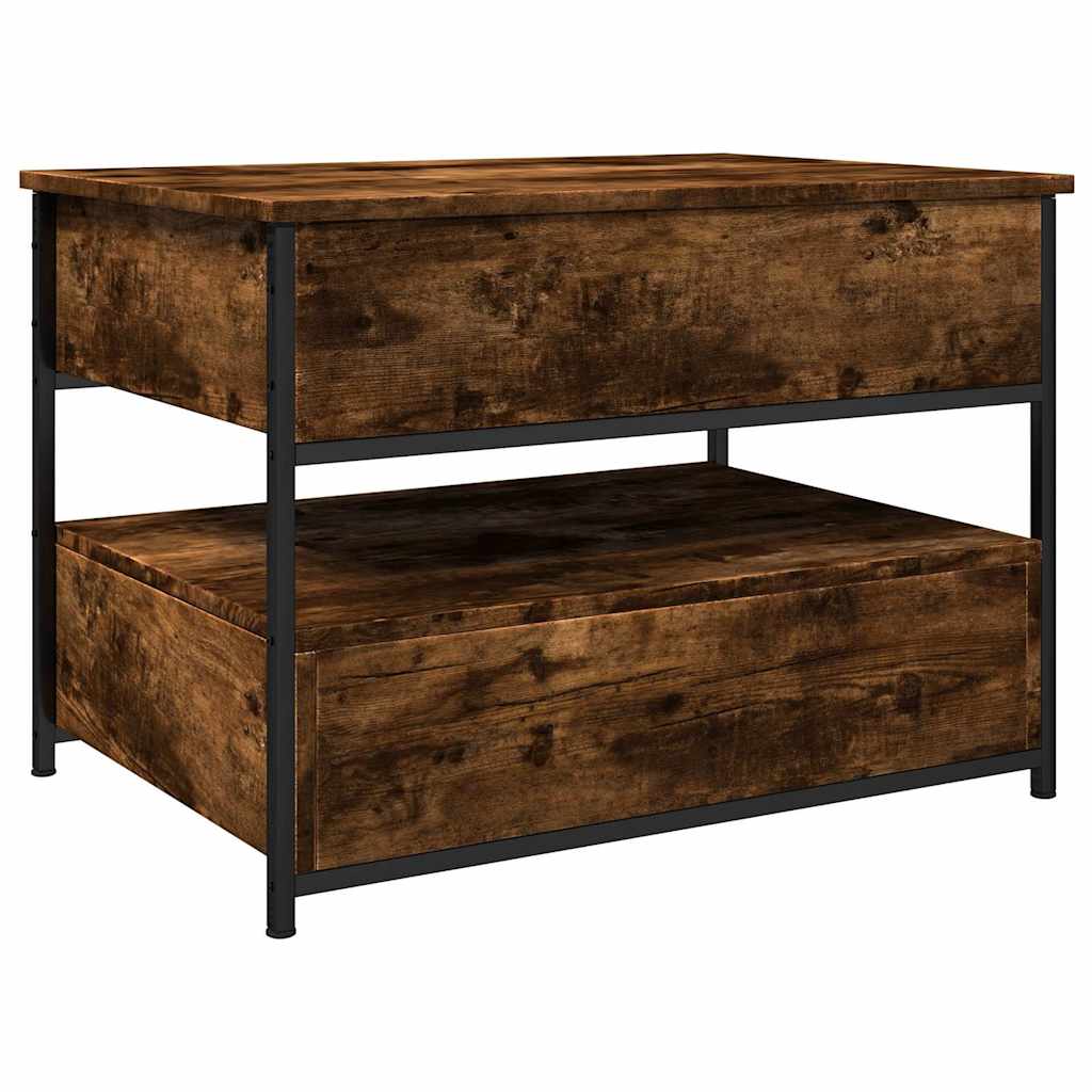 Table basse chêne fumé 70x50x50 cm bois d'ingénierie et métal - XIOS