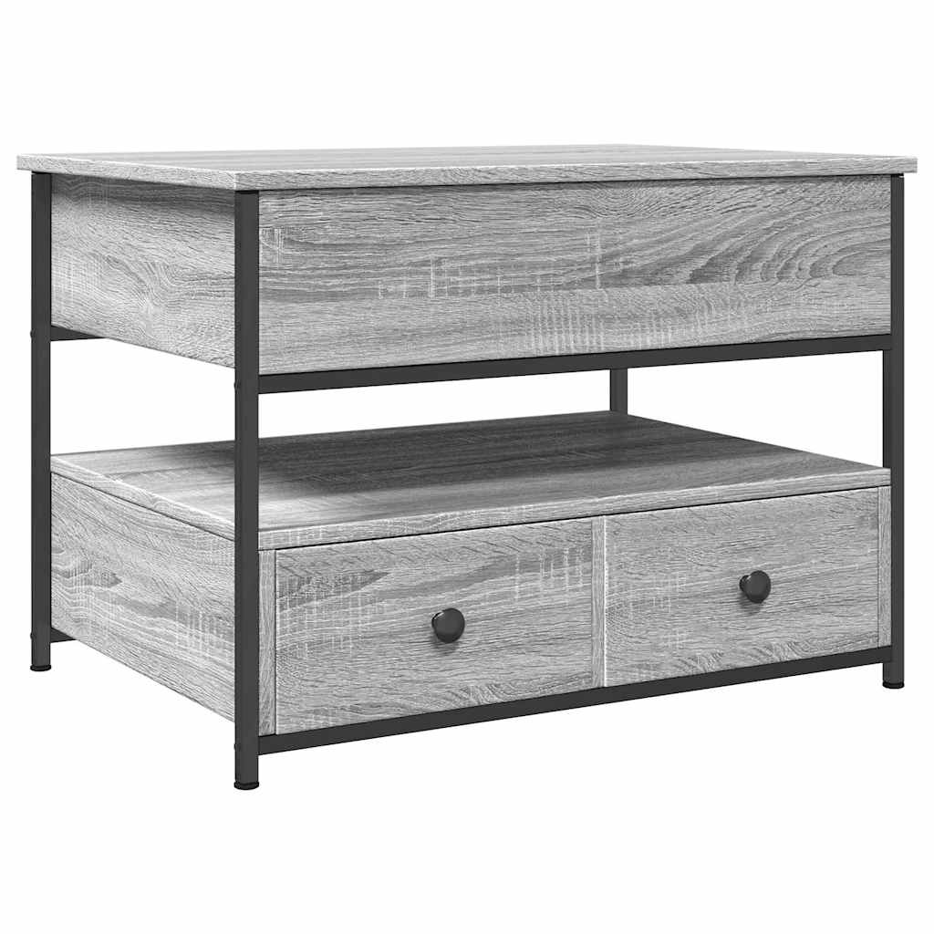 Table basse sonoma gris 70x50x50 cm bois d'ingénierie et métal - XIOS