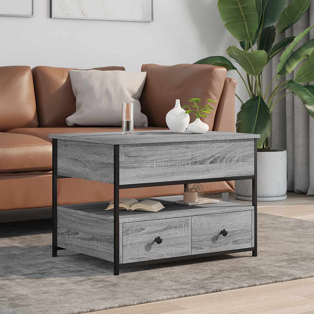 Table basse sonoma gris 70x50x50 cm bois d'ingénierie et métal - XIOS