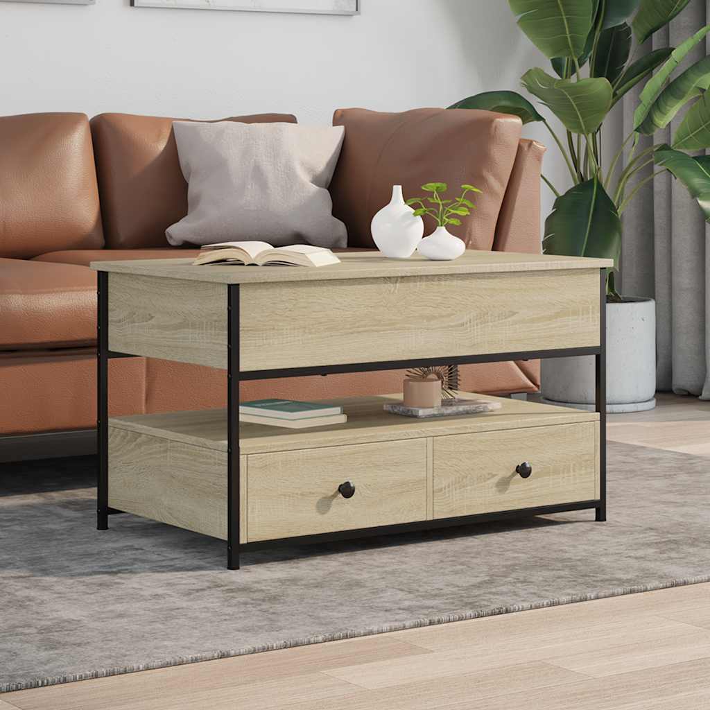 Table basse chêne sonoma 85x50x50 cm bois d'ingénierie et métal - XIOS