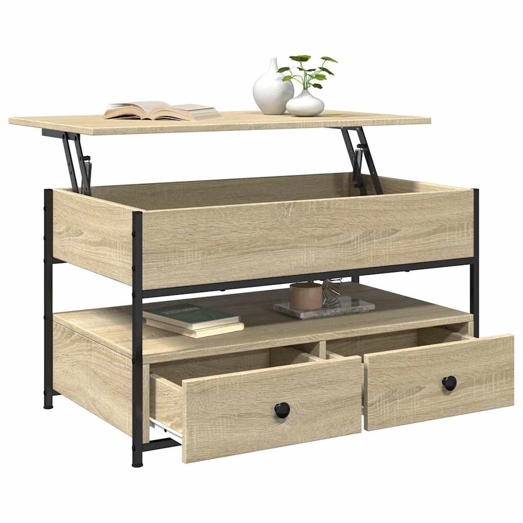 Table basse chêne sonoma 85x50x50 cm bois d'ingénierie et métal - XIOS