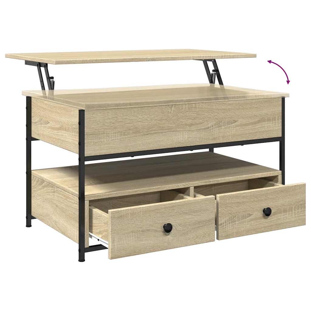Table basse chêne sonoma 85x50x50 cm bois d'ingénierie et métal - XIOS