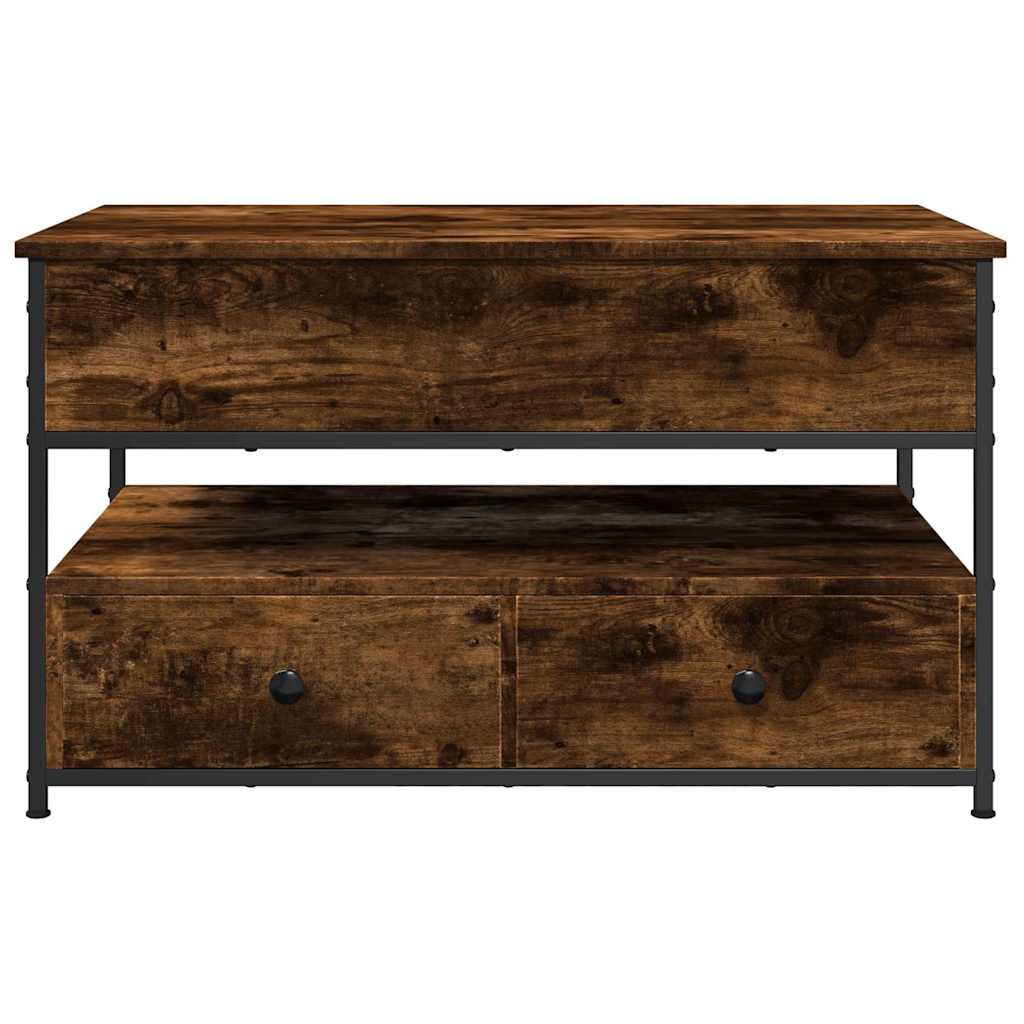 Table basse chêne fumé 85x50x50 cm bois d'ingénierie et métal - XIOS