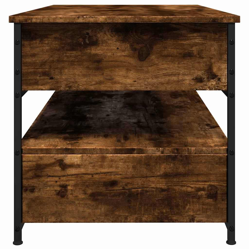 Table basse chêne fumé 85x50x50 cm bois d'ingénierie et métal - XIOS