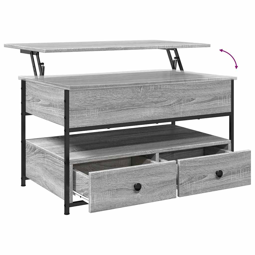 Table basse sonoma gris 85x50x50 cm bois d'ingénierie et métal - XIOS