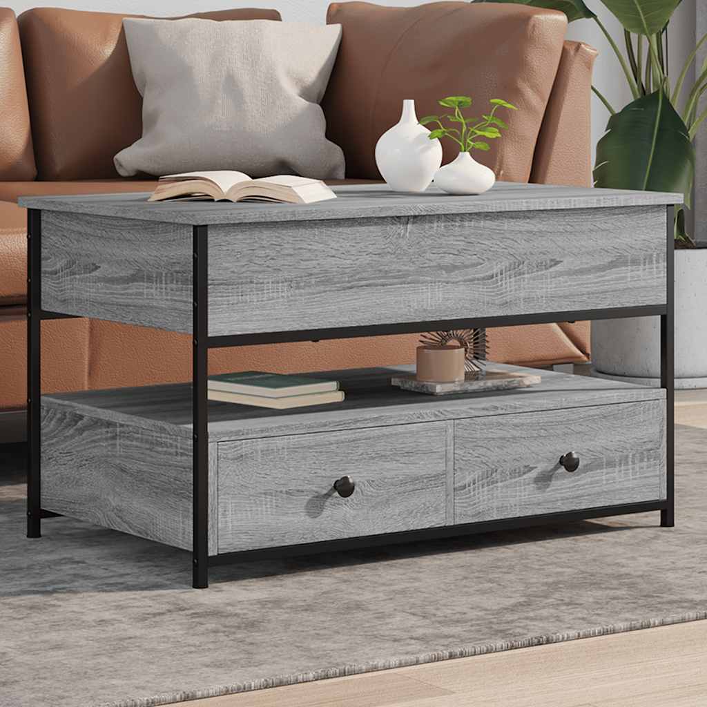 Table basse sonoma gris 85x50x50 cm bois d'ingénierie et métal - XIOS