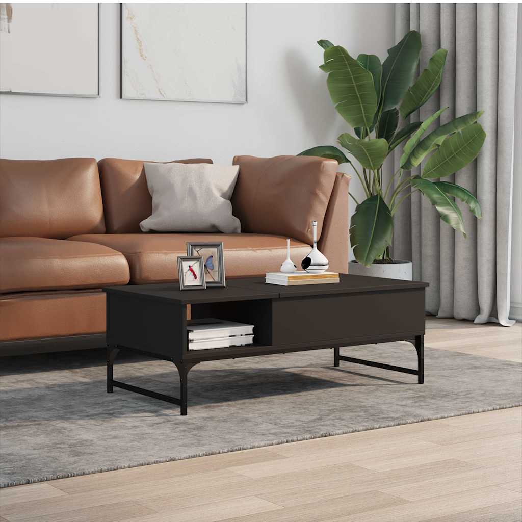 Table basse noir 100x50x35 cm bois d'ingénierie et métal - XIOS