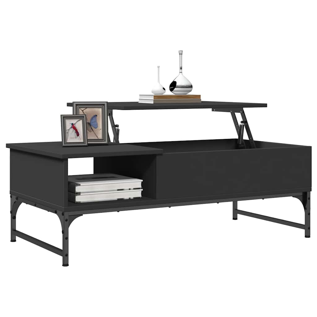 Table basse noir 100x50x35 cm bois d'ingénierie et métal - XIOS