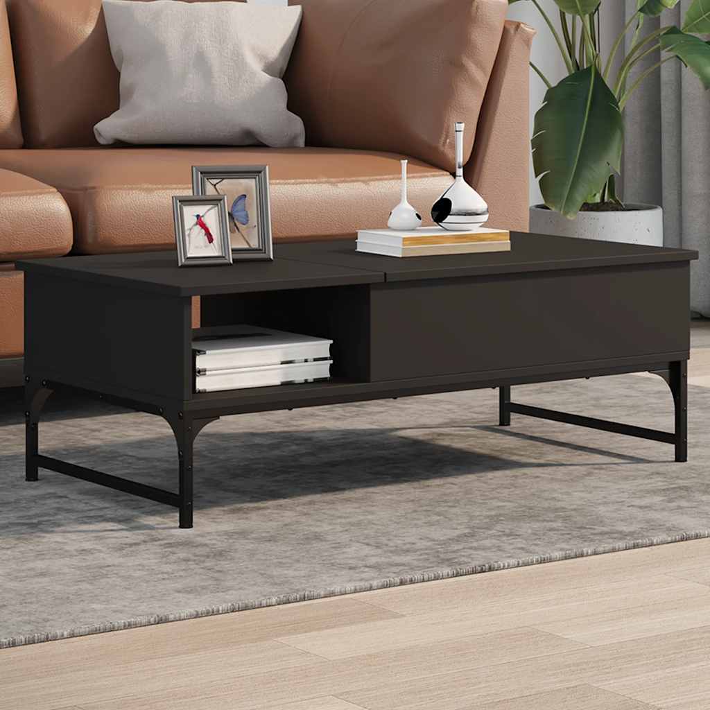 Table basse noir 100x50x35 cm bois d'ingénierie et métal - XIOS
