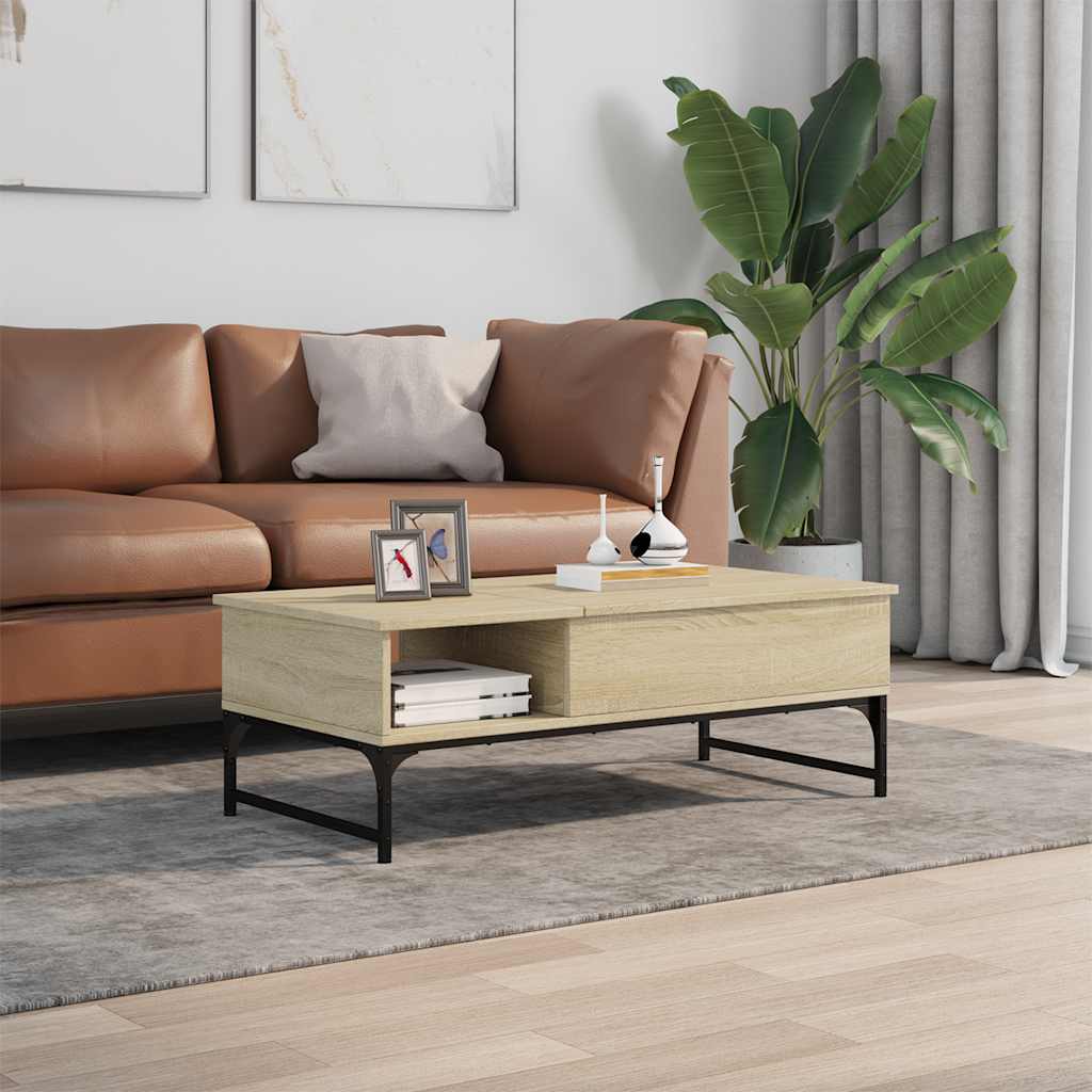 Table basse chêne sonoma 100x50x35cm bois d'ingénierie et métal - XIOS