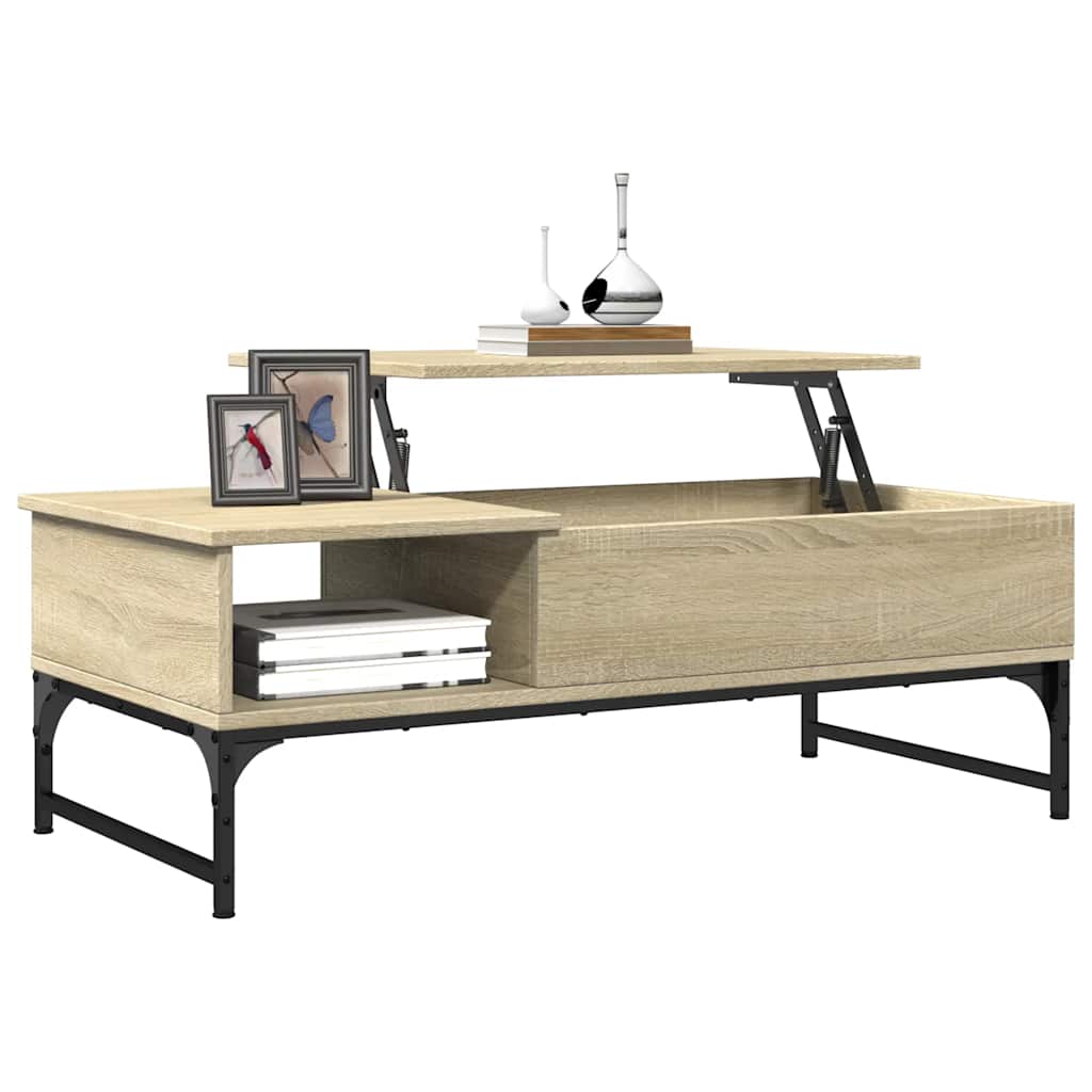 Table basse chêne sonoma 100x50x35cm bois d'ingénierie et métal - XIOS