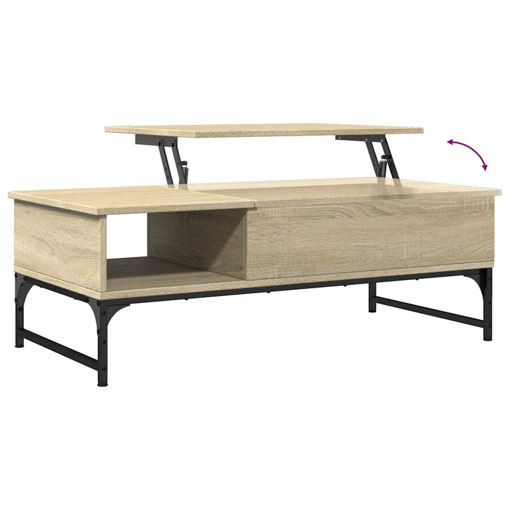 Table basse chêne sonoma 100x50x35cm bois d'ingénierie et métal - XIOS