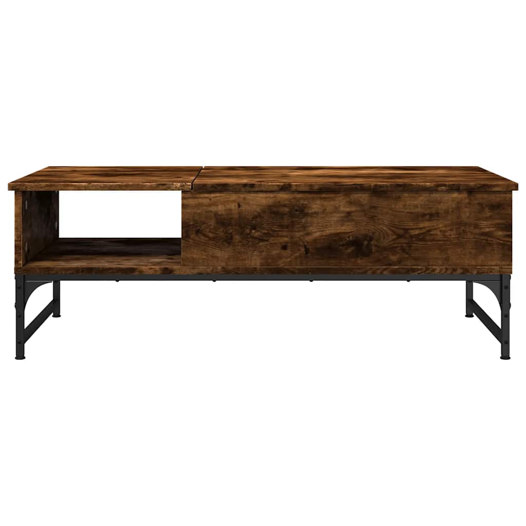 Table basse chêne fumé 100x50x35 cm bois d'ingénierie et métal - XIOS