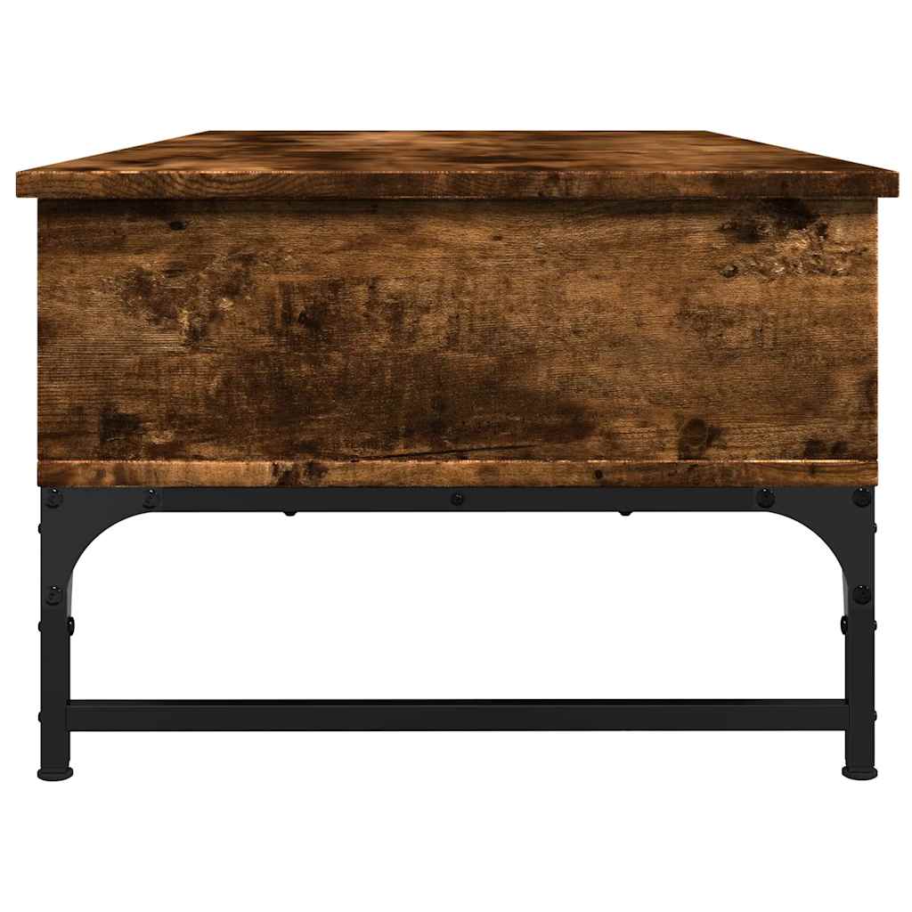 Table basse chêne fumé 100x50x35 cm bois d'ingénierie et métal - XIOS