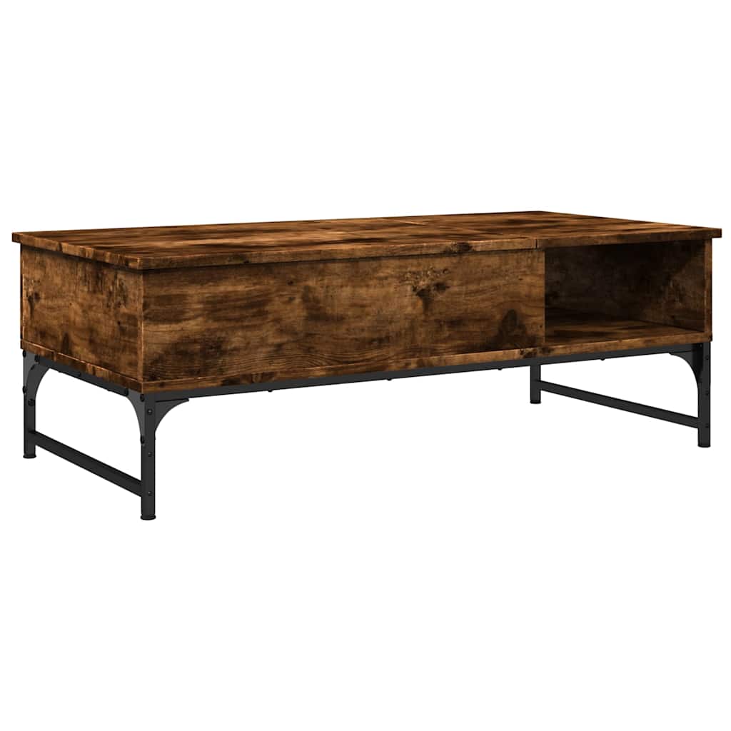 Table basse chêne fumé 100x50x35 cm bois d'ingénierie et métal - XIOS