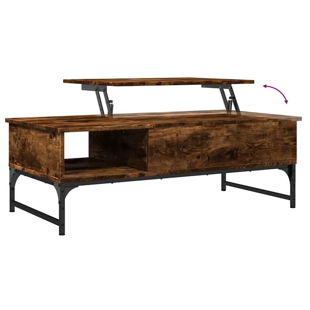 Table basse chêne fumé 100x50x35 cm bois d'ingénierie et métal - XIOS