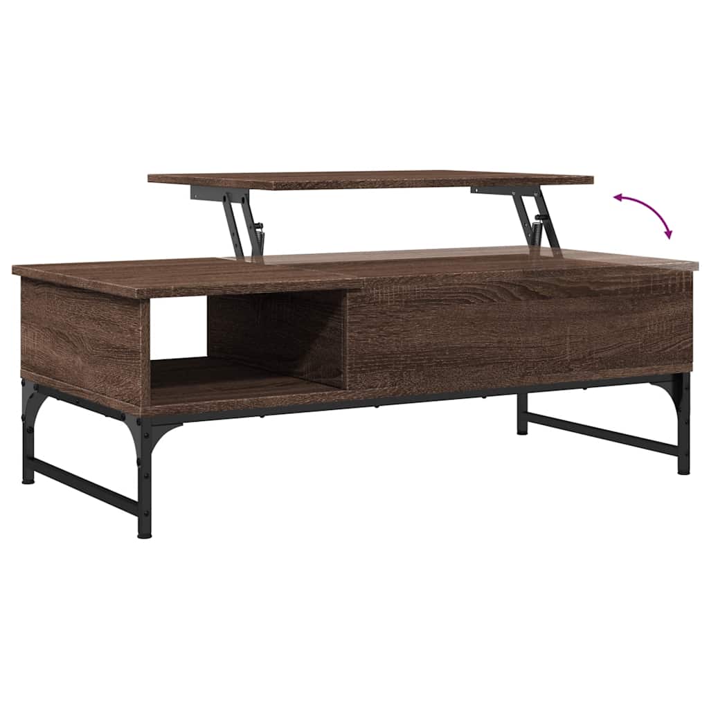 Table basse chêne marron 100x50x35cm bois d'ingénierie et métal - XIOS