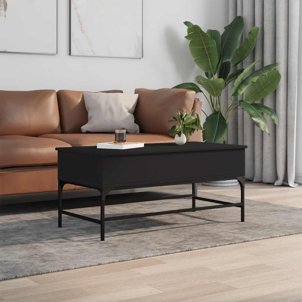 Table basse noir 100x50x45 cm bois d'ingénierie et métal - XIOS