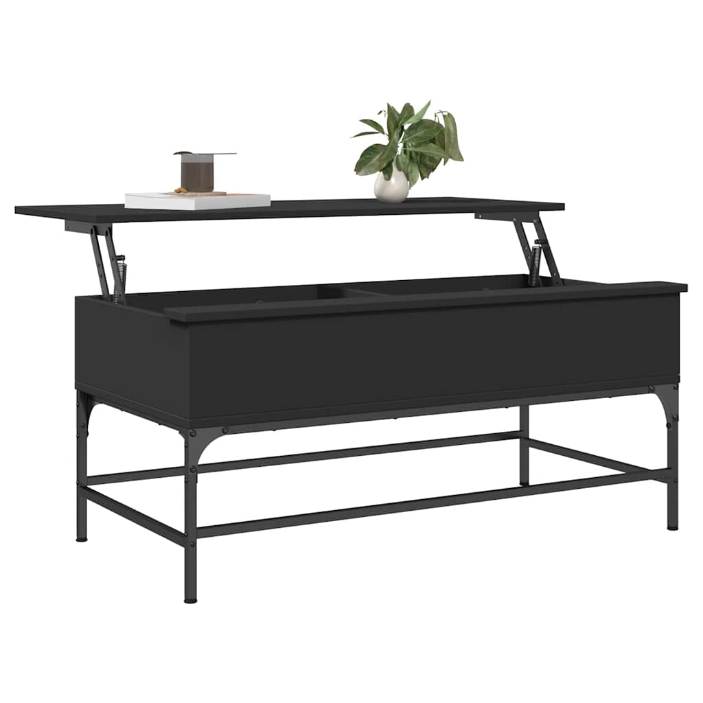 Table basse noir 100x50x45 cm bois d'ingénierie et métal - XIOS
