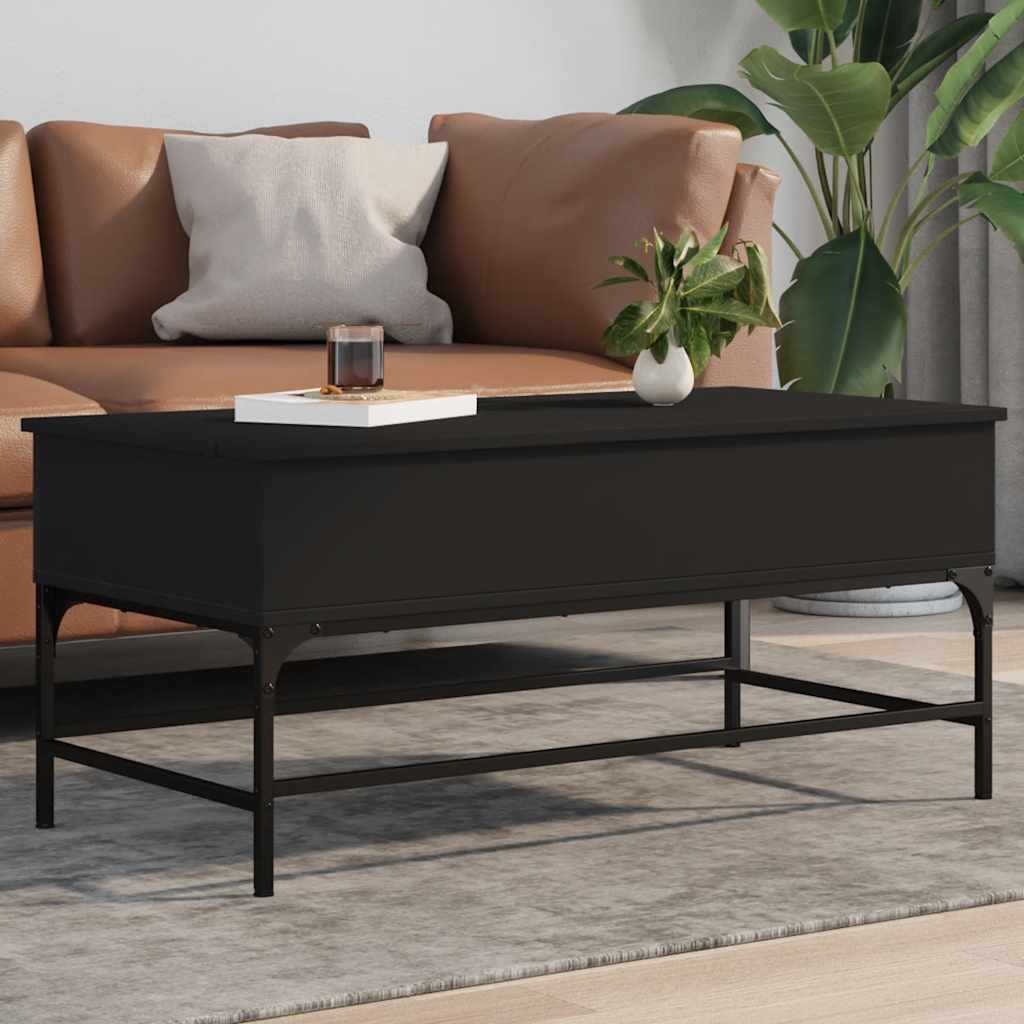 Table basse noir 100x50x45 cm bois d'ingénierie et métal - XIOS
