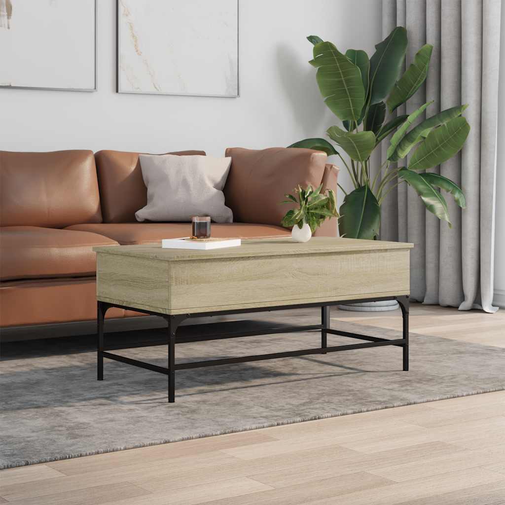Table basse chêne sonoma 100x50x45cm bois d'ingénierie et métal - XIOS