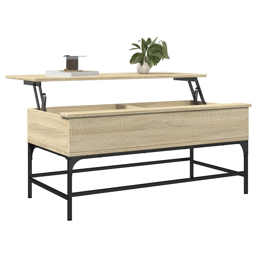 Table basse chêne sonoma 100x50x45cm bois d'ingénierie et métal - XIOS