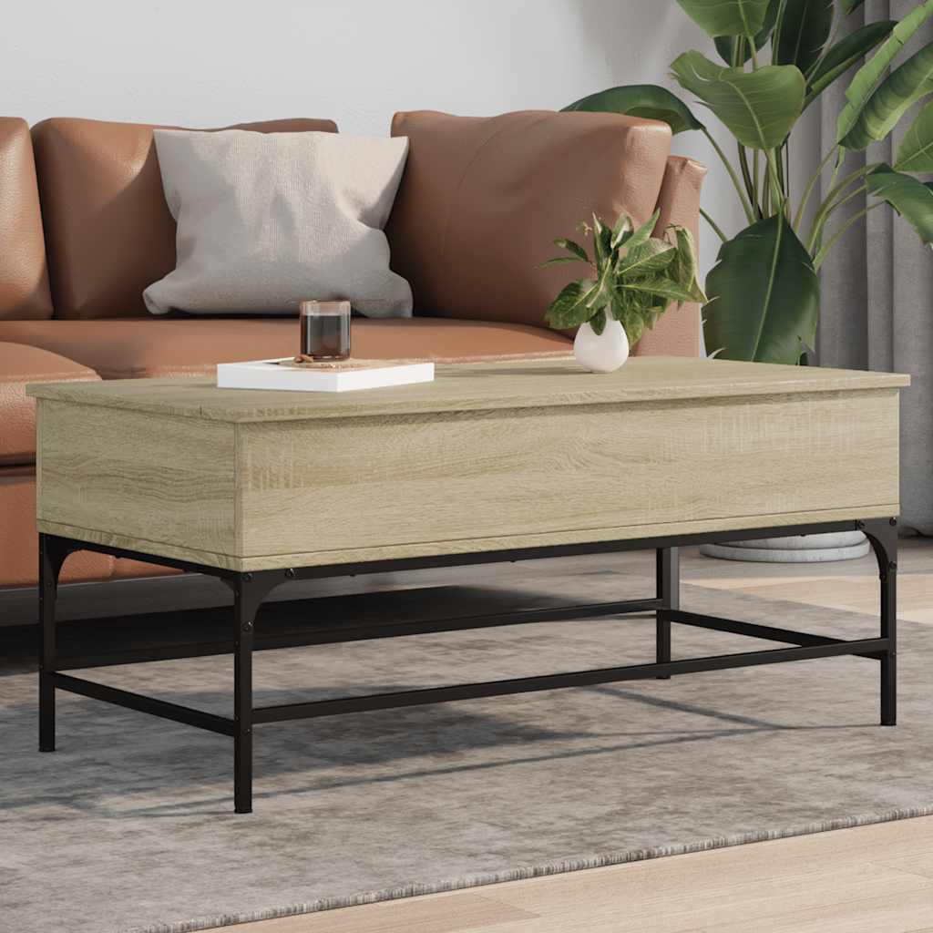Table basse chêne sonoma 100x50x45cm bois d'ingénierie et métal - XIOS