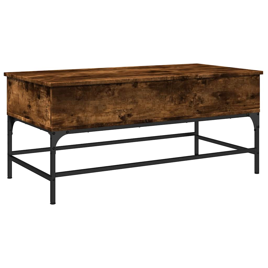 Table basse chêne fumé 100x50x45 cm bois d'ingénierie et métal - XIOS