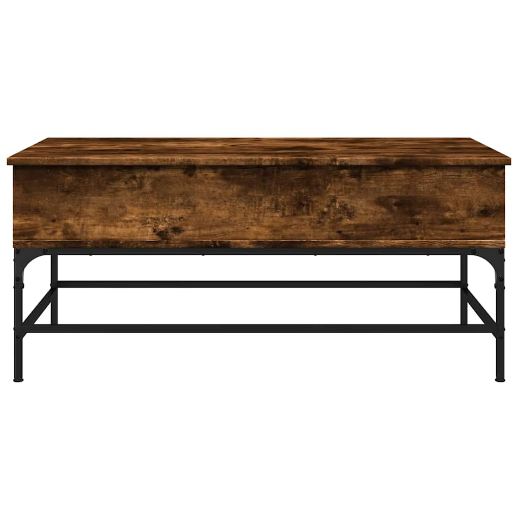Table basse chêne fumé 100x50x45 cm bois d'ingénierie et métal - XIOS