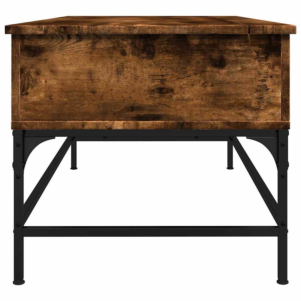 Table basse chêne fumé 100x50x45 cm bois d'ingénierie et métal - XIOS