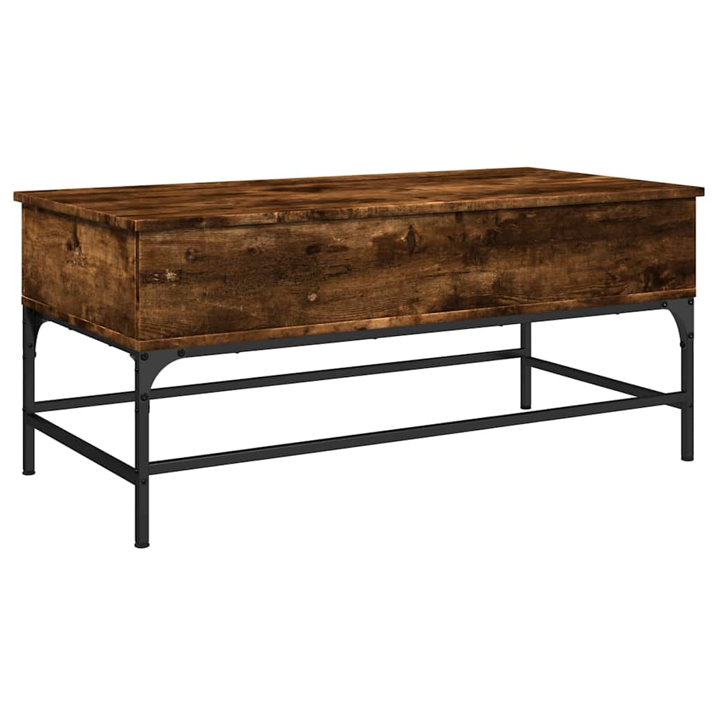 Table basse chêne fumé 100x50x45 cm bois d'ingénierie et métal - XIOS