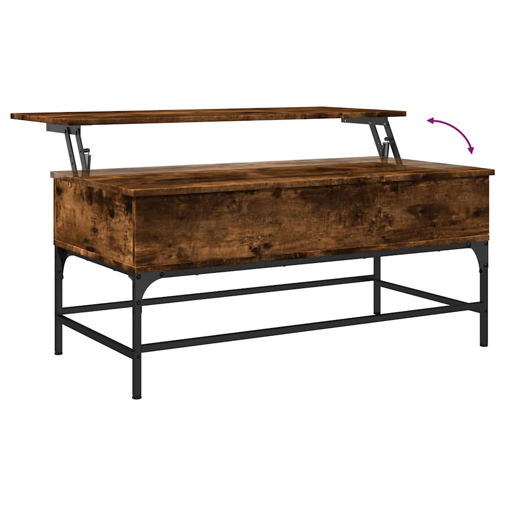 Table basse chêne fumé 100x50x45 cm bois d'ingénierie et métal - XIOS