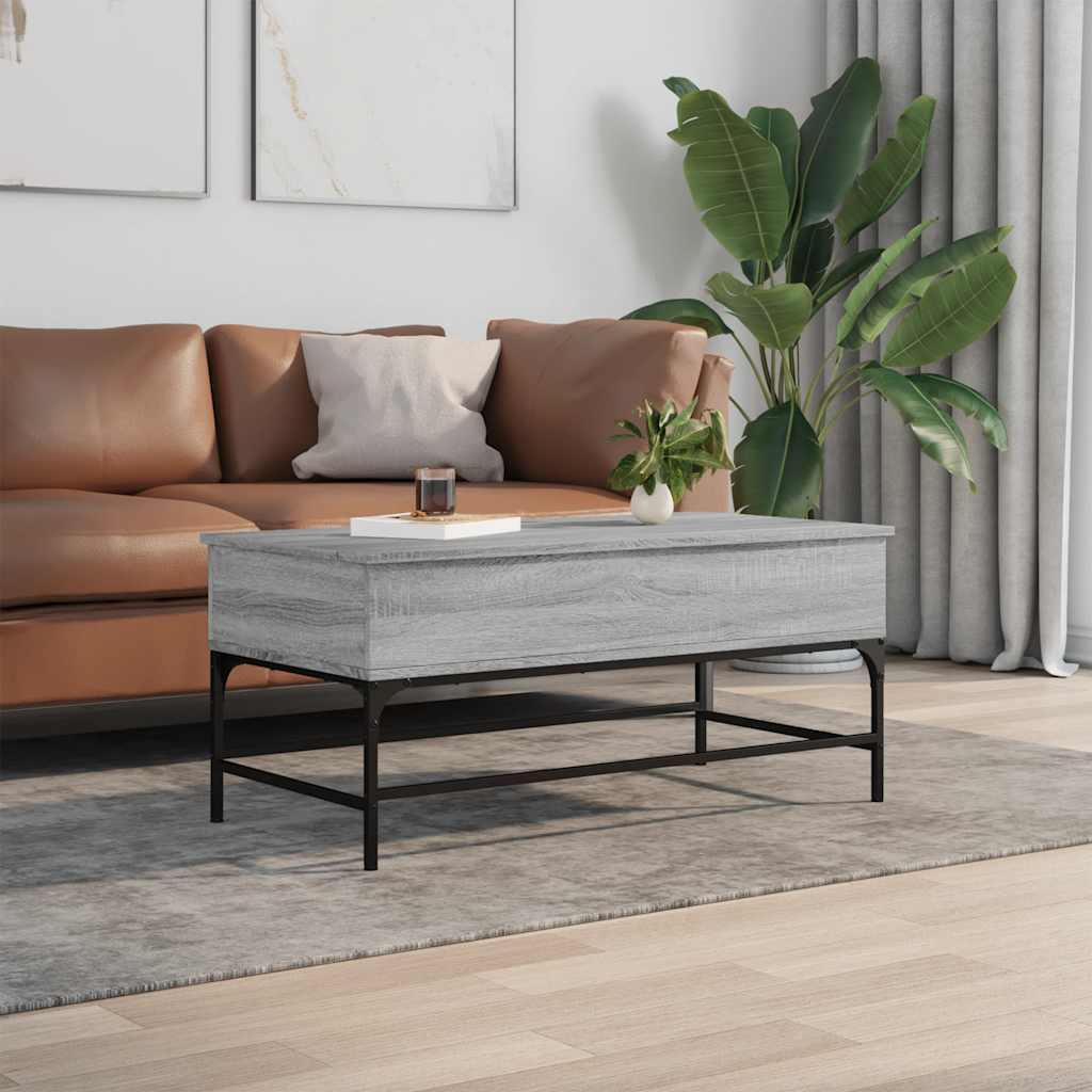 Table basse sonoma gris 100x50x45 cm bois d'ingénierie et métal - XIOS