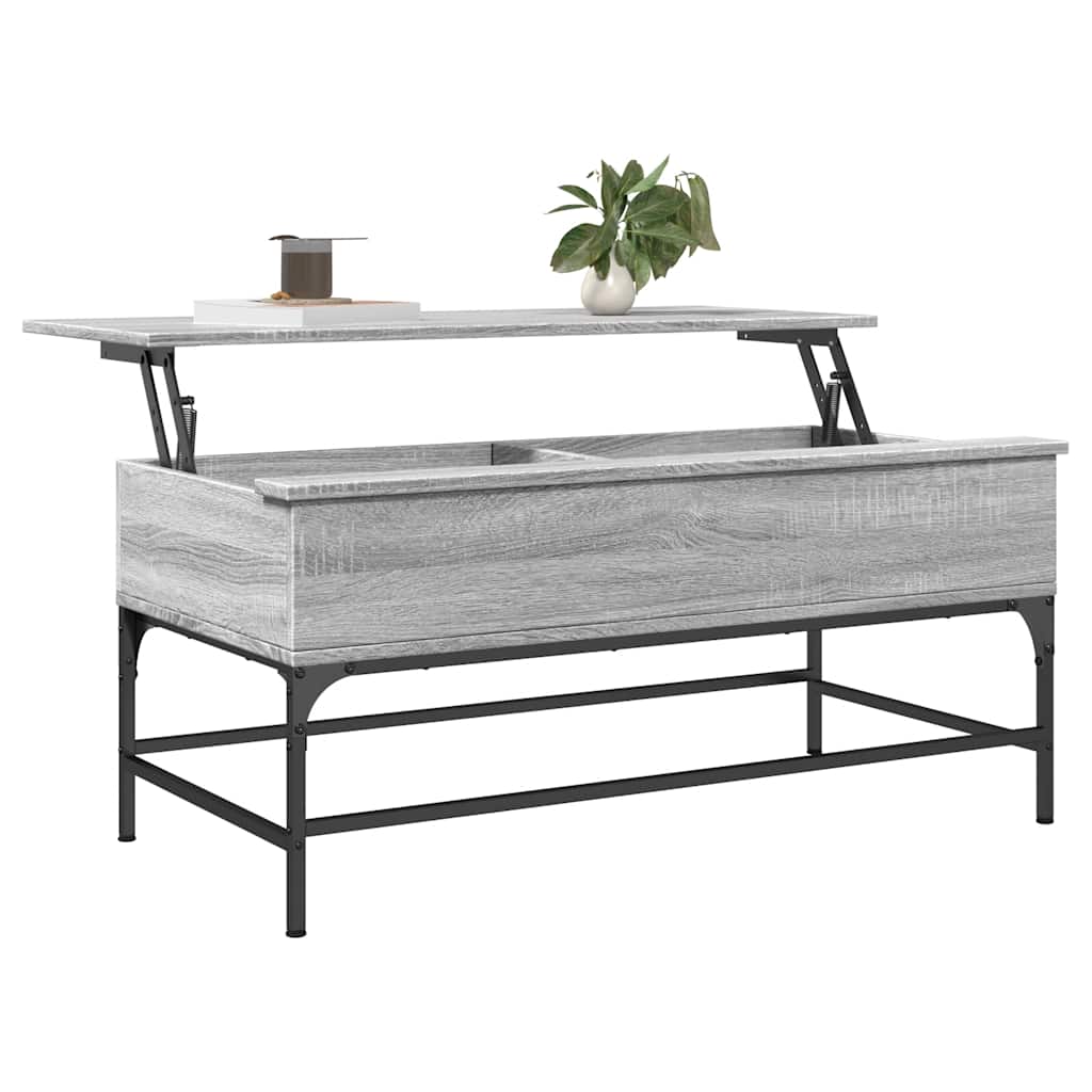 Table basse sonoma gris 100x50x45 cm bois d'ingénierie et métal - XIOS