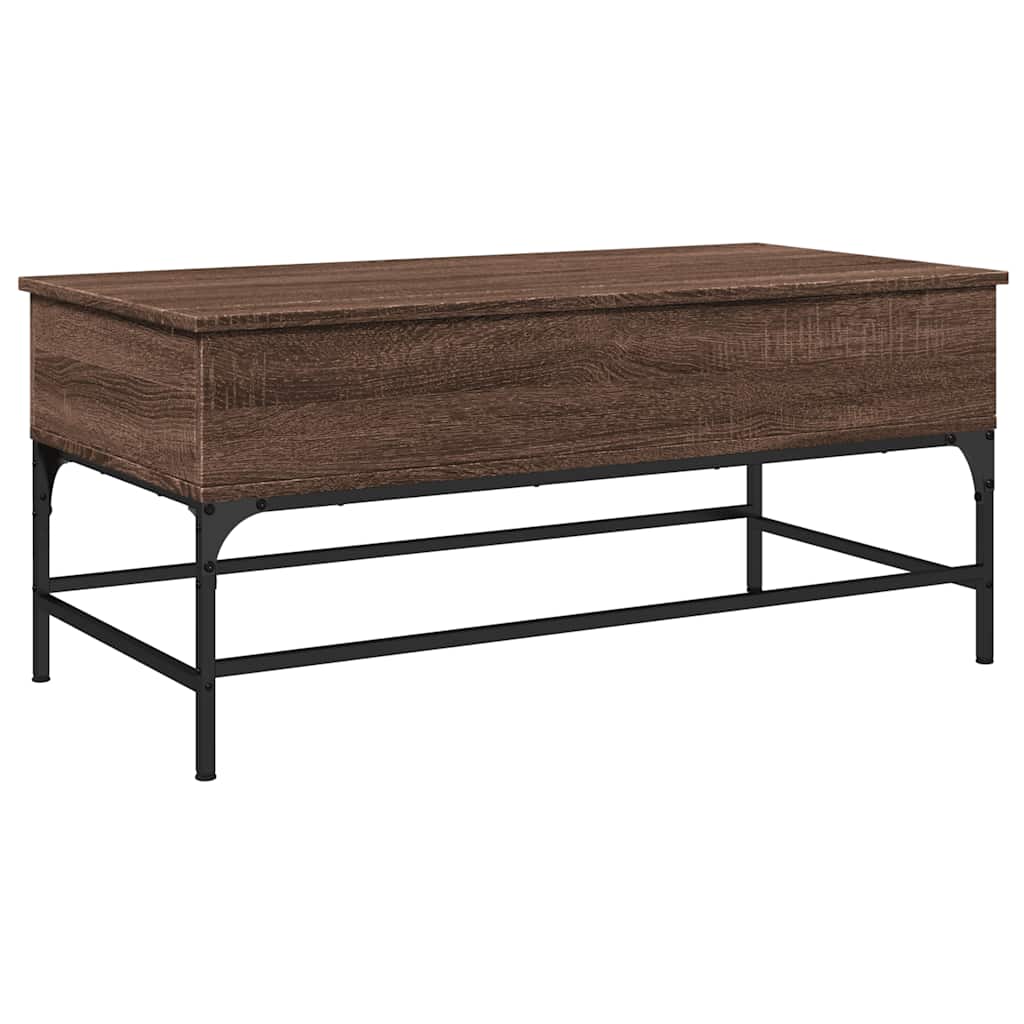 Table basse chêne marron 100x50x45cm bois d'ingénierie et métal - XIOS