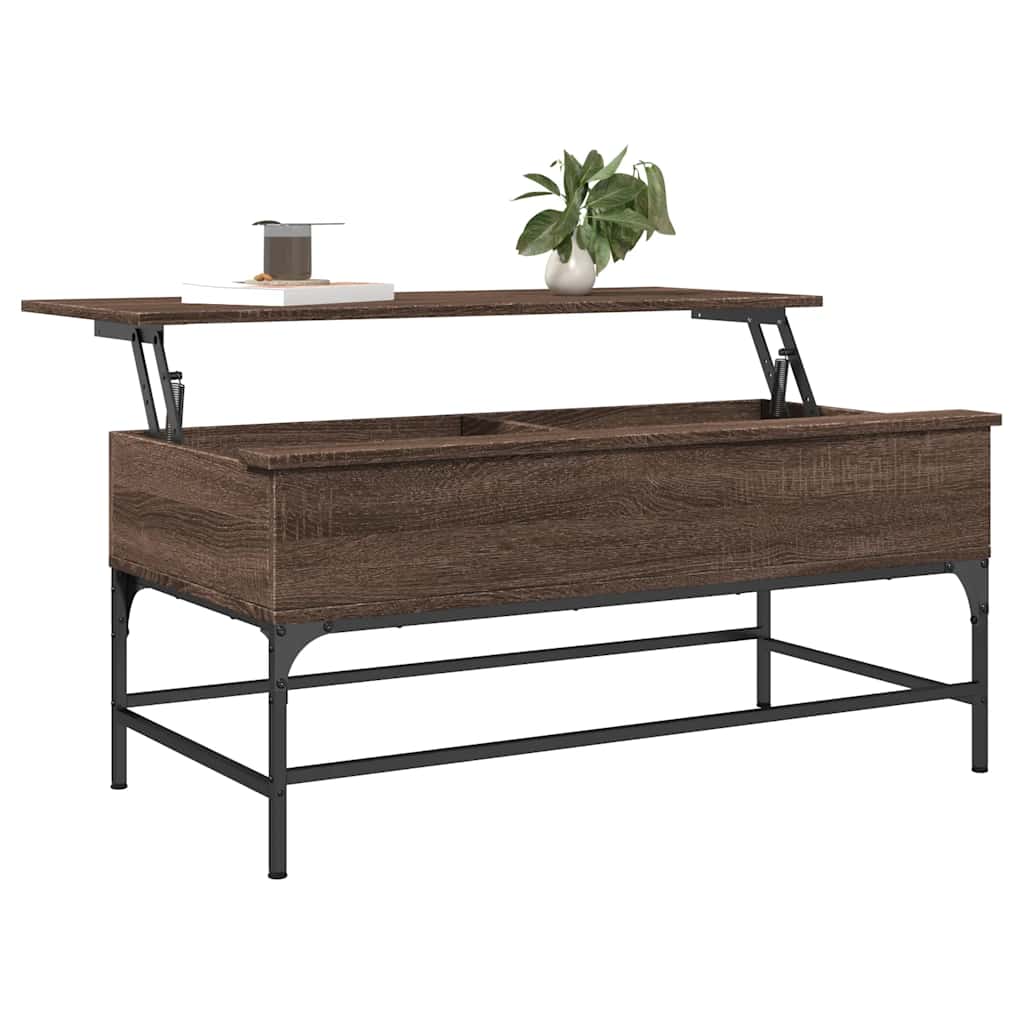 Table basse chêne marron 100x50x45cm bois d'ingénierie et métal - XIOS