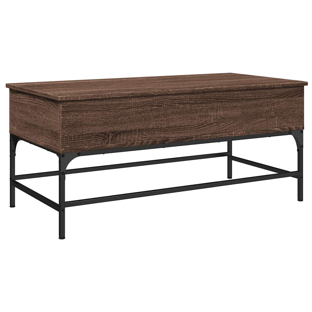 Table basse chêne marron 100x50x45cm bois d'ingénierie et métal - XIOS
