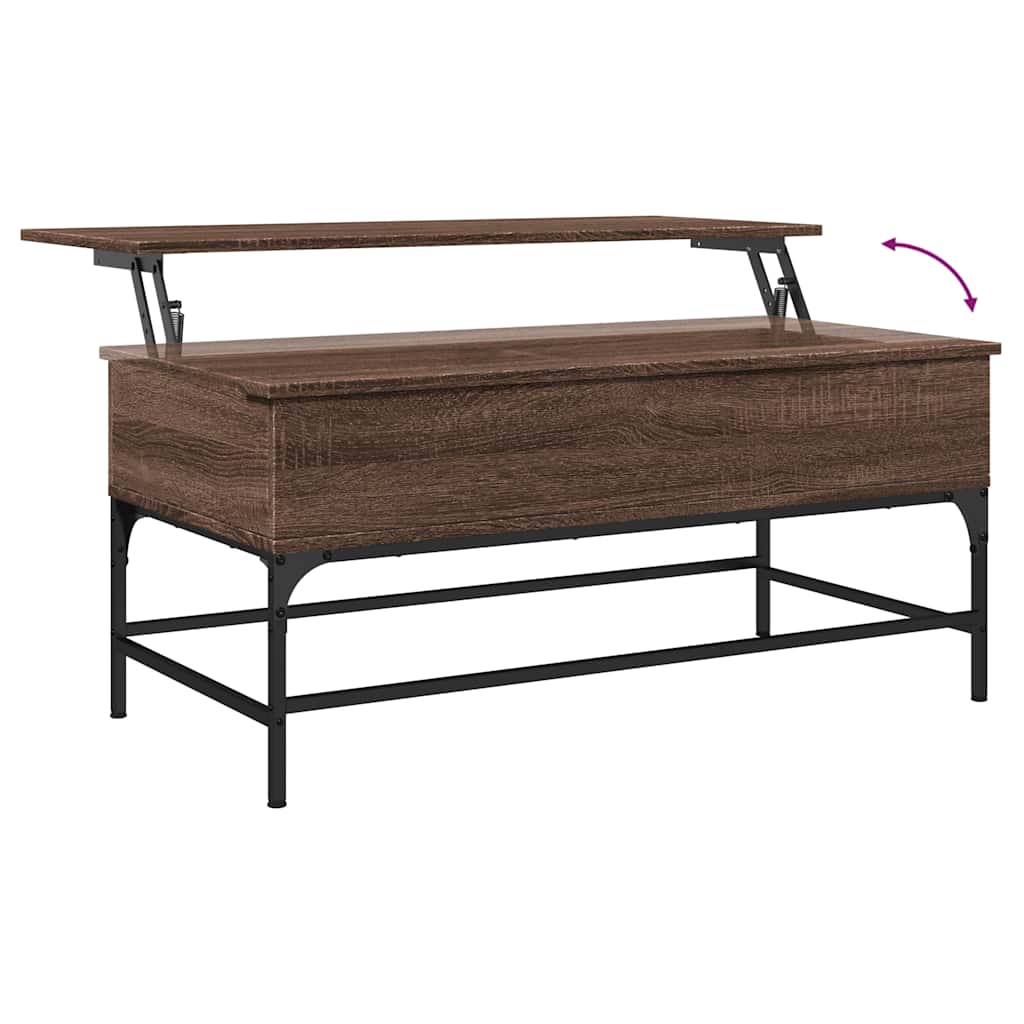 Table basse chêne marron 100x50x45cm bois d'ingénierie et métal - XIOS