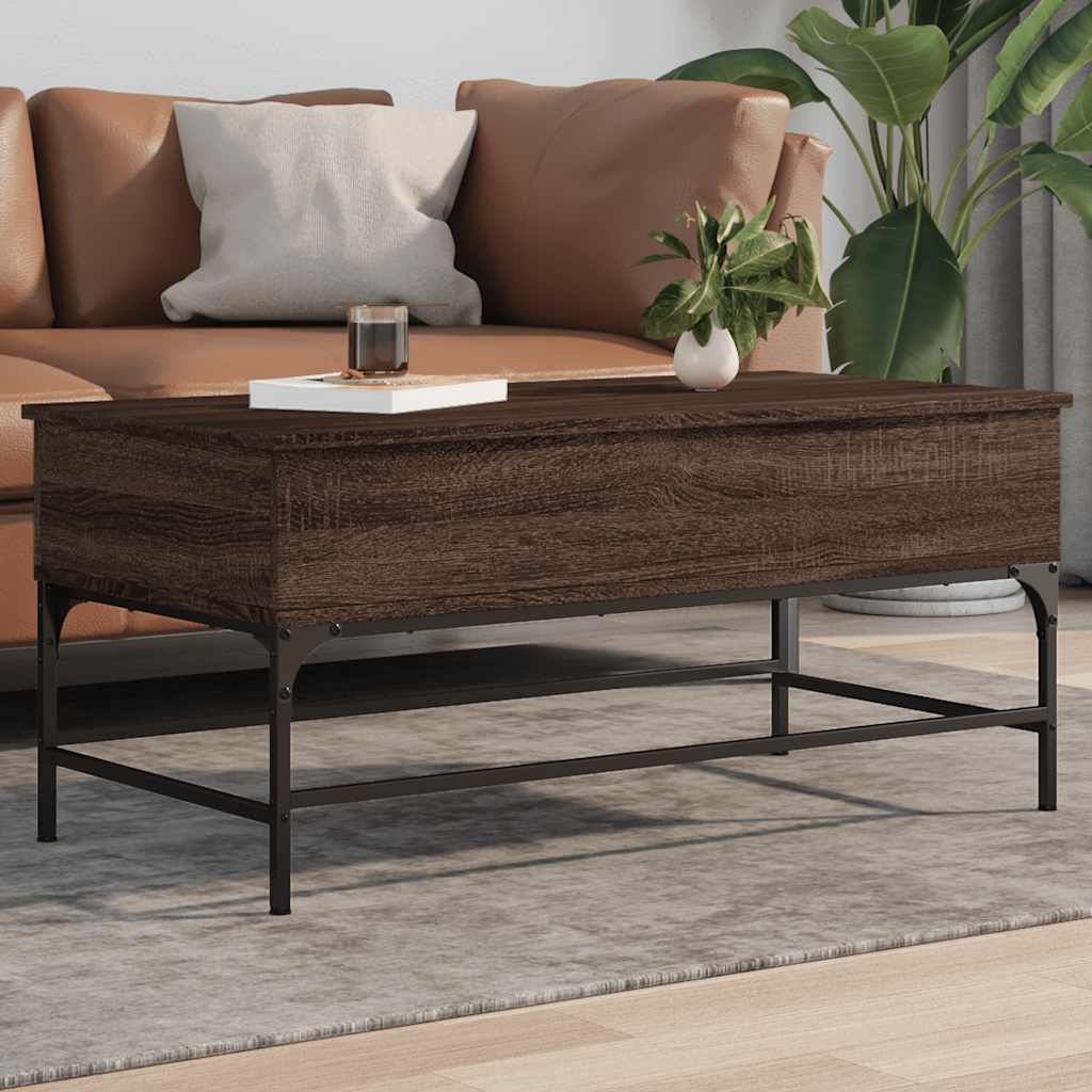 Table basse chêne marron 100x50x45cm bois d'ingénierie et métal - XIOS