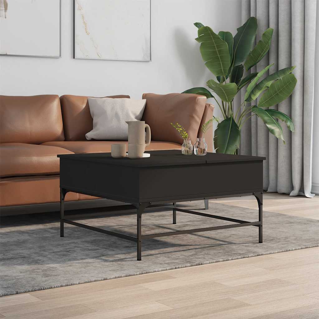 Table basse noir 80x80x45 cm bois d'ingénierie et métal - XIOS