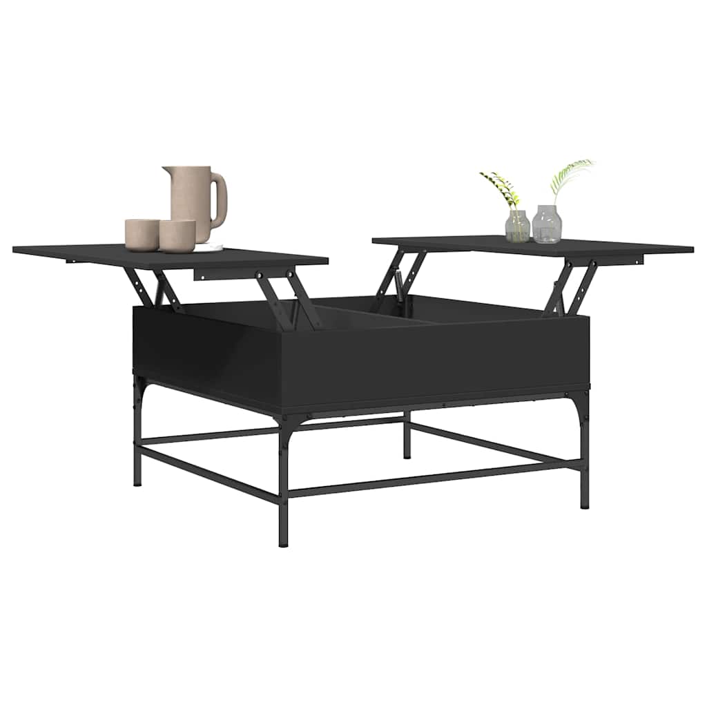 Table basse noir 80x80x45 cm bois d'ingénierie et métal - XIOS