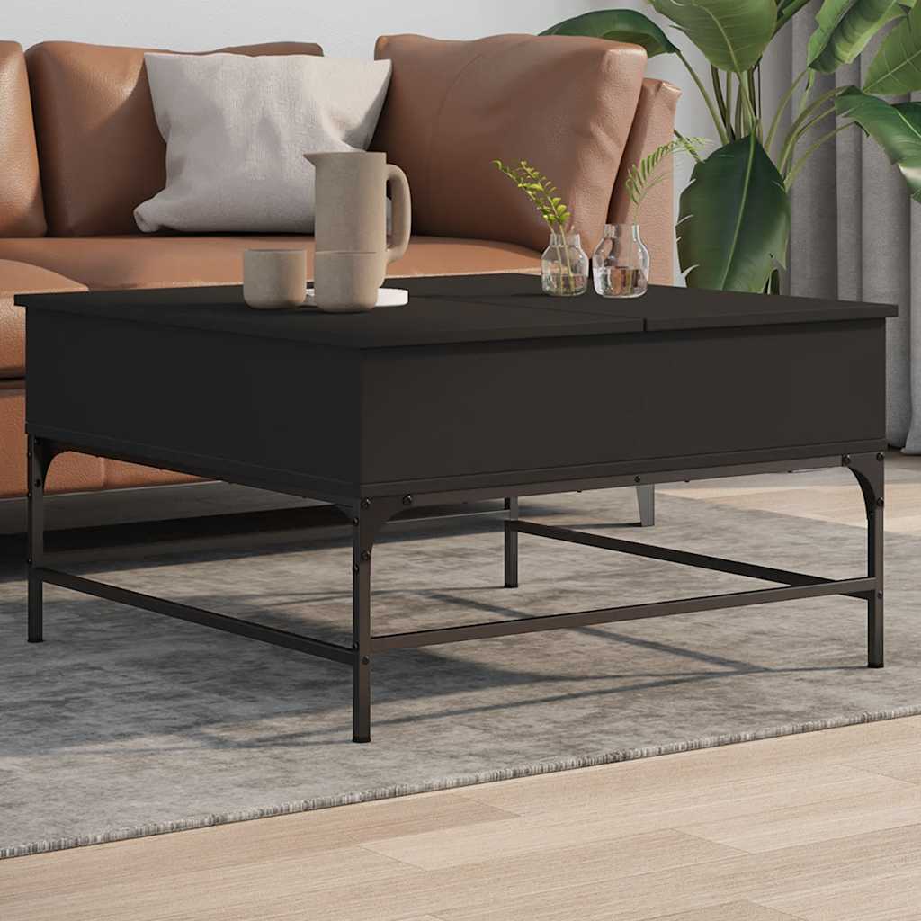Table basse noir 80x80x45 cm bois d'ingénierie et métal - XIOS