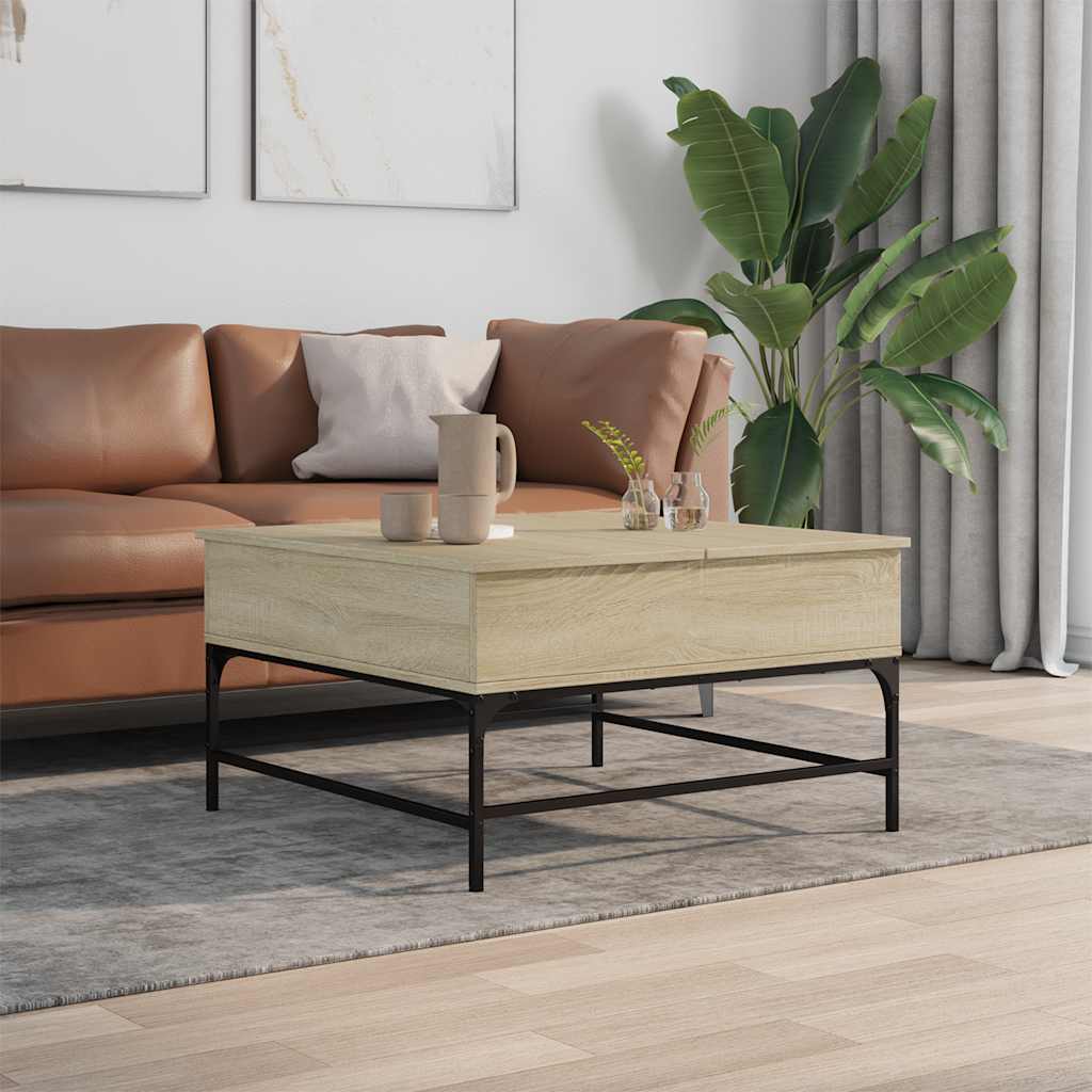 Table basse chêne sonoma 80x80x45 cm bois d'ingénierie et métal - XIOS