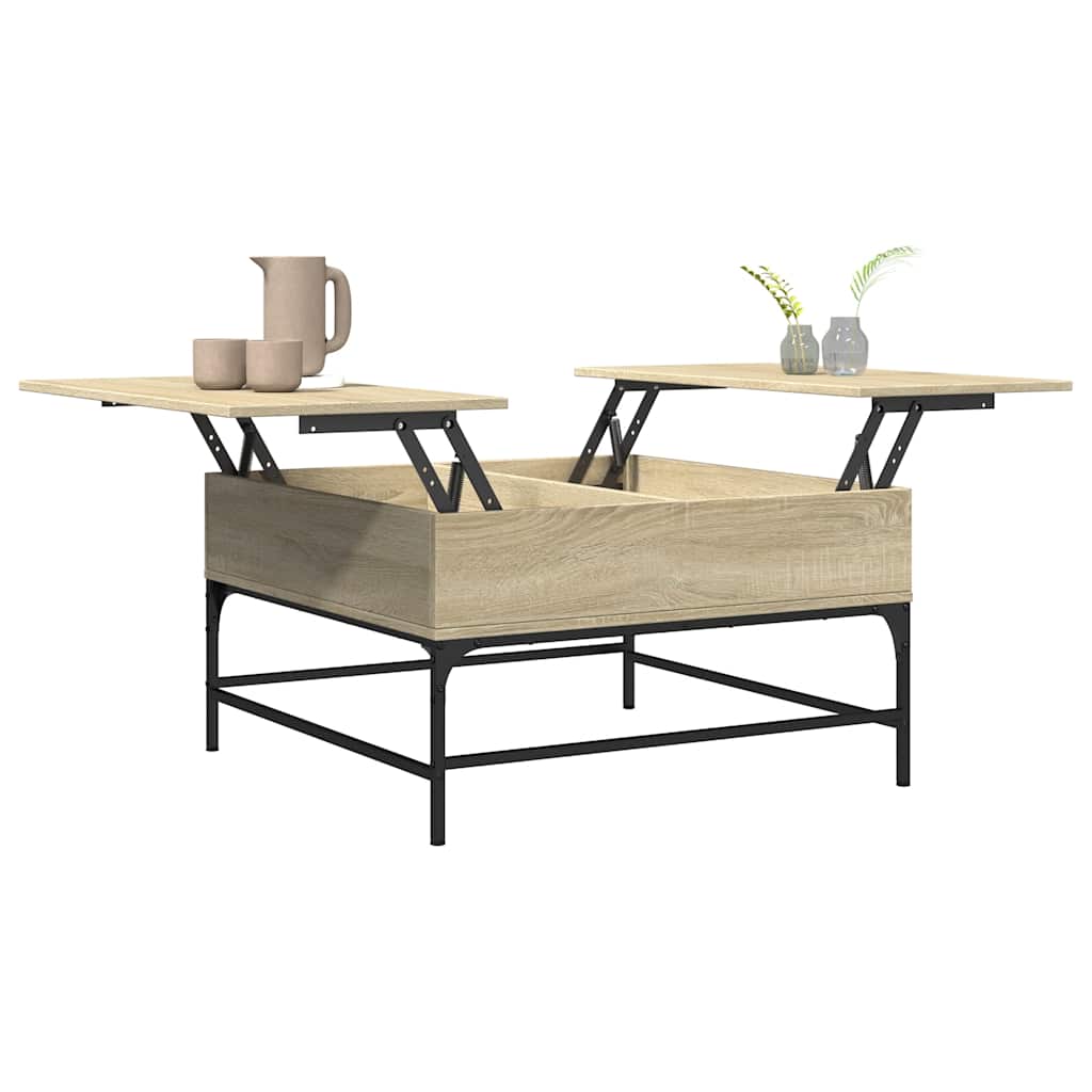 Table basse chêne sonoma 80x80x45 cm bois d'ingénierie et métal - XIOS
