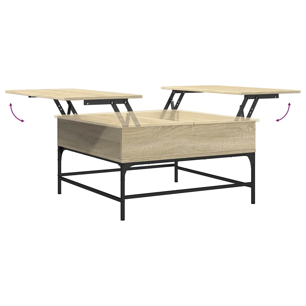 Table basse chêne sonoma 80x80x45 cm bois d'ingénierie et métal - XIOS